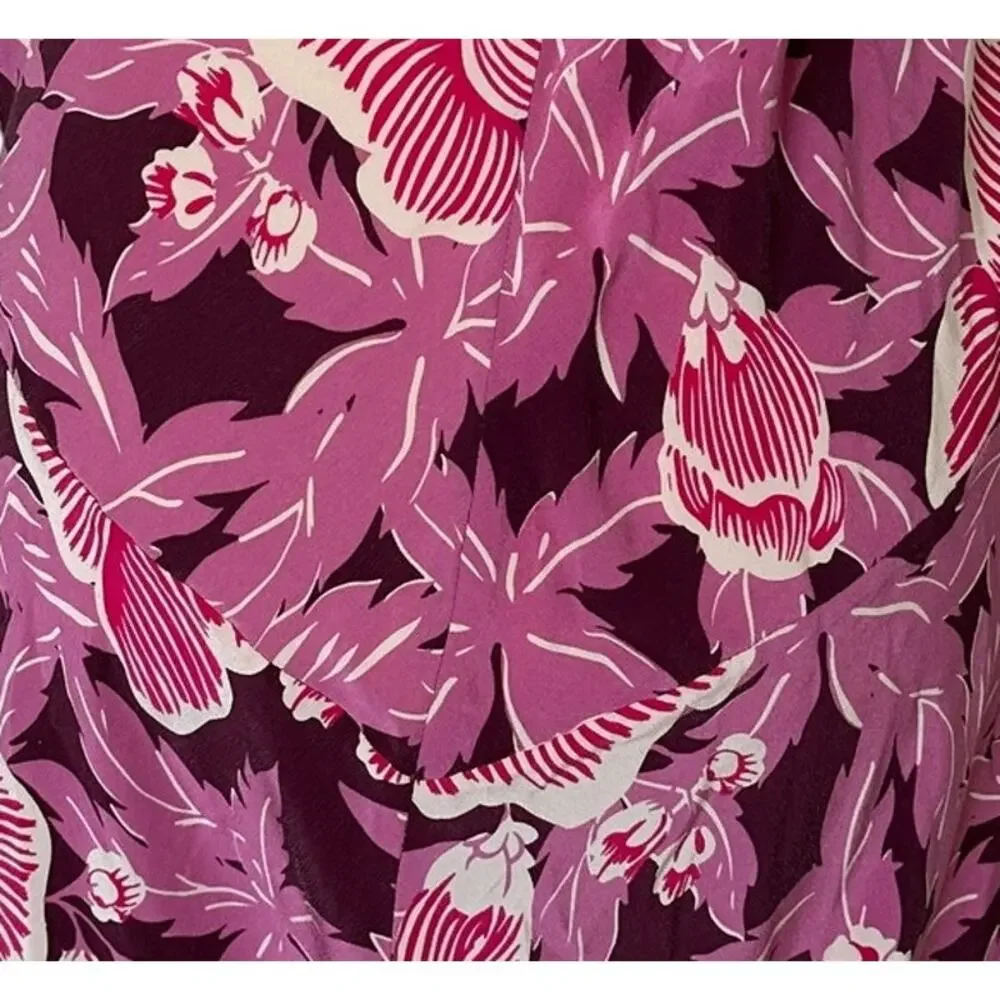 Equipment Pink Silk Midi Slip Dress Size 14 Hawaiian Vacation Designer $425 - Picture 8 of 10